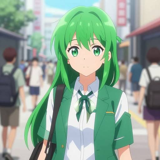 Vibrant Anime Character in Urban Scene