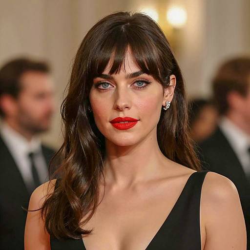 Elegant Woman in Bold Red Lipstick