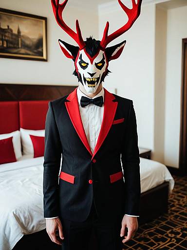 Lifestyle costume photo of Alastor (hazbin hotel). Cosplay clothes