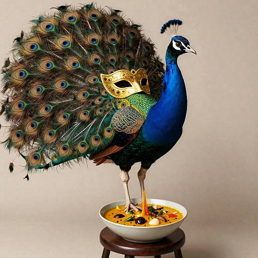 Gilded Masquerade Peacock Pouring Curry