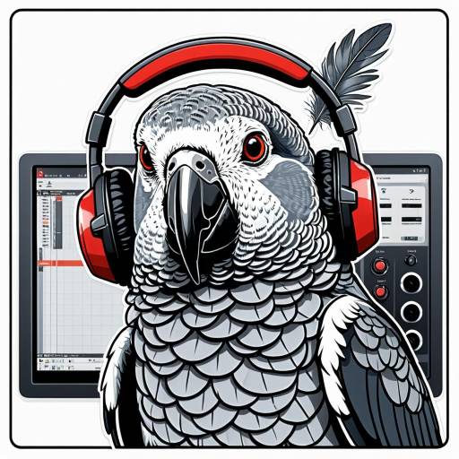 Whimsical African Grey Parrot Sticker Art