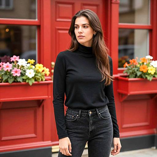 Chic Woman by a Red Door Boutique