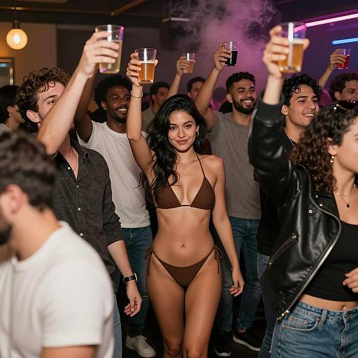 Lively Bar Scene with Neon Atmosphere