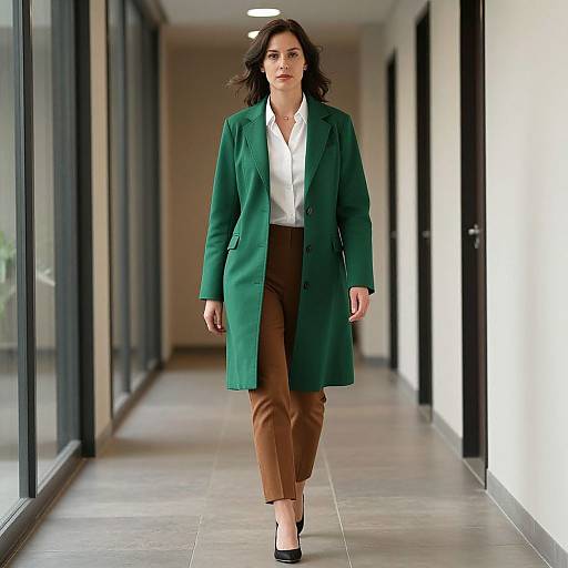Woman in Office Coat Walking