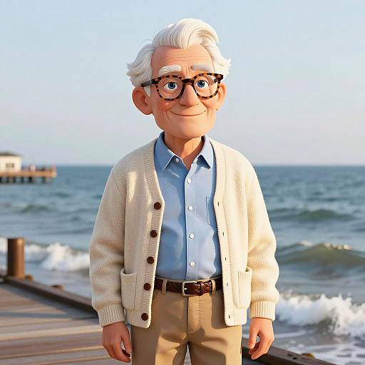 Elderly Man Fashion Editorial by Seaside