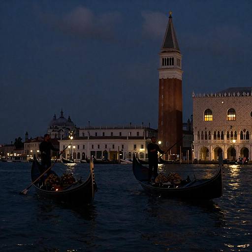 Serene Venice Nightscape with Gondolas