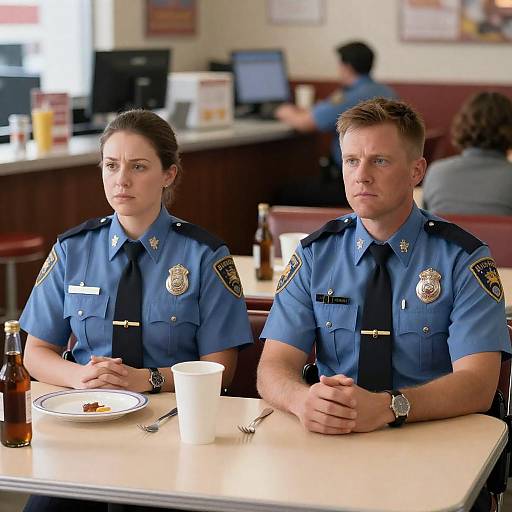 Police Officers Dining Together in Diner