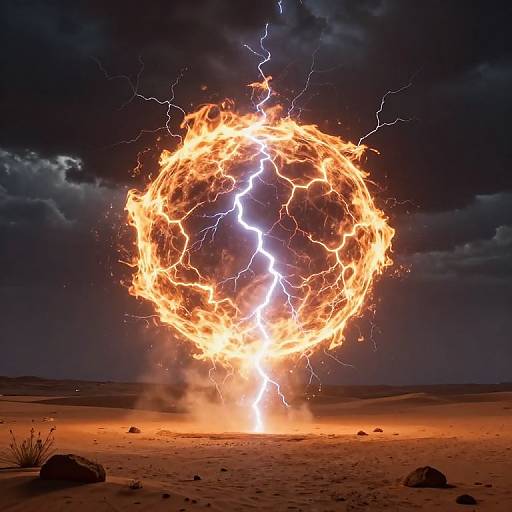 Crackling Energy Sphere Over Desert