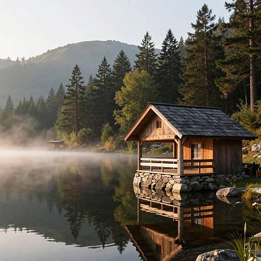 Serene Mountain Lake Abri at Sunrise