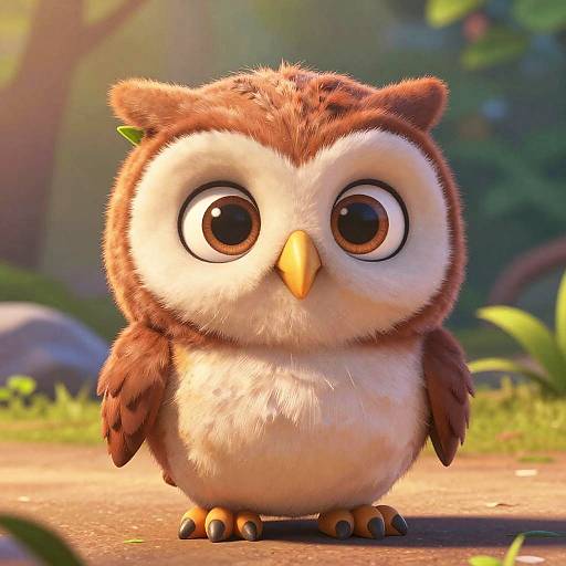 Pixar-Style Cute Baby Owl