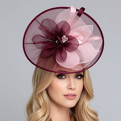 Elegant Blonde with Burgundy Pink Fascinator