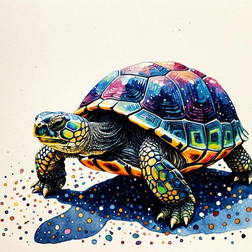 Whimsical Jewel-Toned Watercolor Tortoise