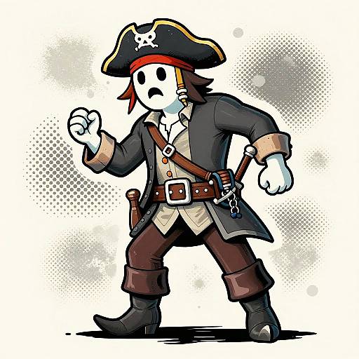 Ghostly Pirate Comic Style Illustration