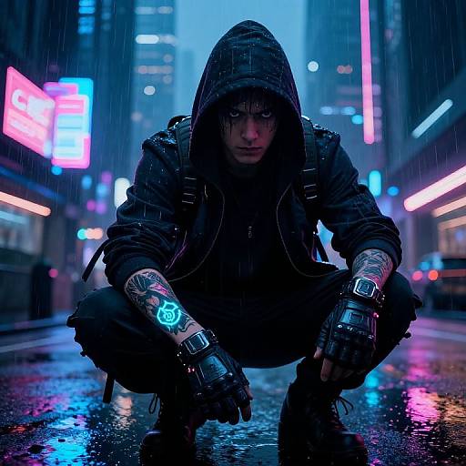 Futuristic Cyberpunk Hacker Illustration