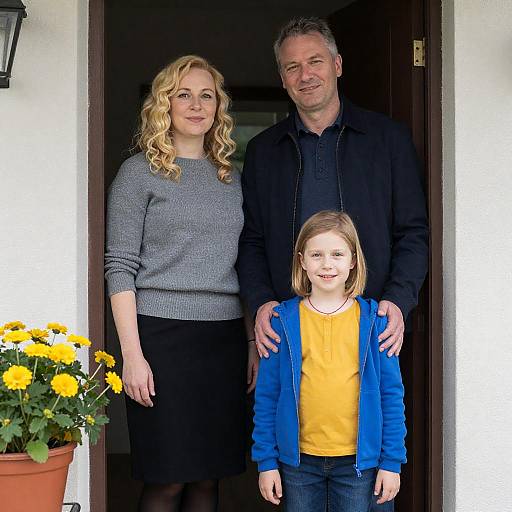 Smiling Family in Doorway Portrait