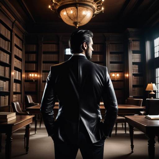 Mysterious Man in Elegant Library