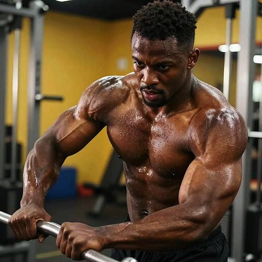 Dynamic Workout with Muscular Black Man