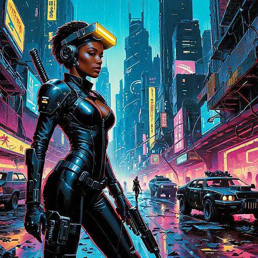 Epic Cyberpunk Explorer in Neon City