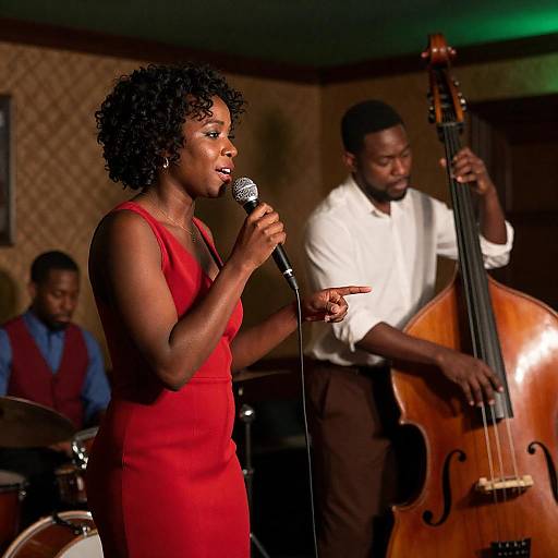 Live Jazz Performance with Female Singer and Double Bass Player
