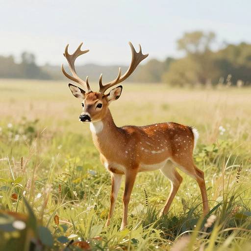 Whimsical Half-Deer Child in Meadow