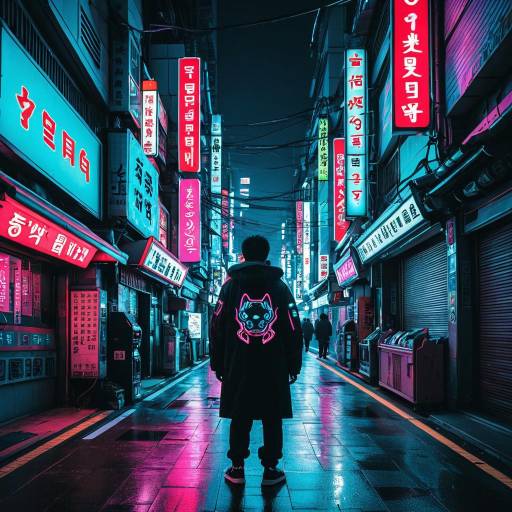 Cyberpunk Neon Street in Seoul