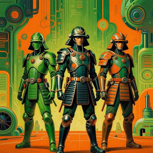 Retro Futuristic Samurai in 70s Style