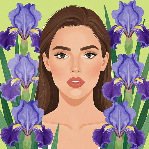 Vibrant Woman with Irises