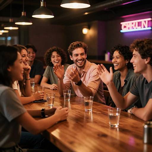 Cheerful Gathering at a Vibrant Bar