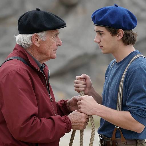 Dynamic Duo Against Rocky Backdrop