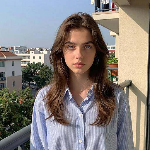 Sunlit Woman on a Balcony Scene