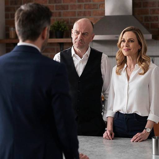 Candid Kitchen Moment with Three Characters