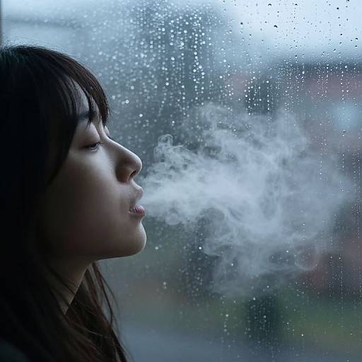 Misty Breath on Rainy Window