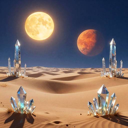 Twin-Sun Crystalline Desert of Glass Flora