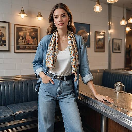 Stylish Y2K Women in Baggy Jeans