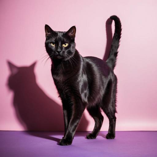 Black Cat on Colorful Background