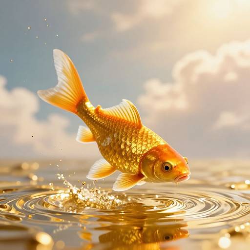 Radiant Golden Fish Ascending