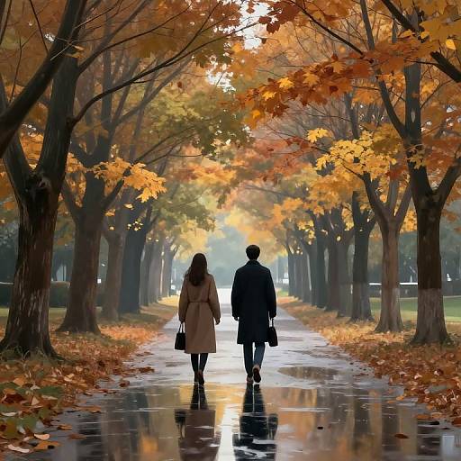 Hyper-Realistic Autumnal Reflection Walk