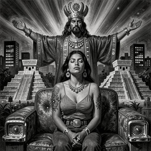 Chicano Art: Guardian and Woman in Night