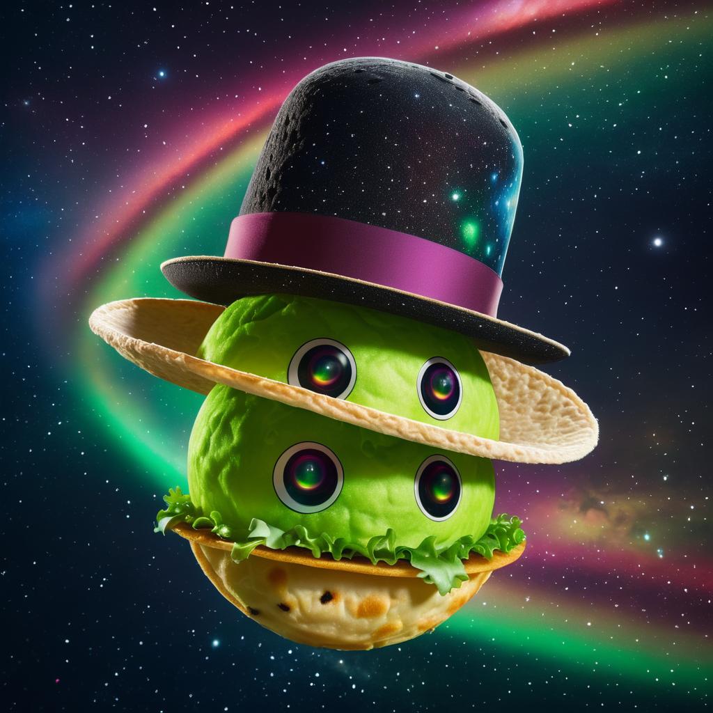 Whimsical Space Taco with Bowler Hat