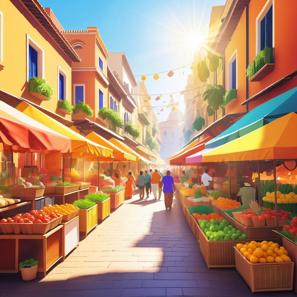 Vibrant Afternoon at a Colorful Market