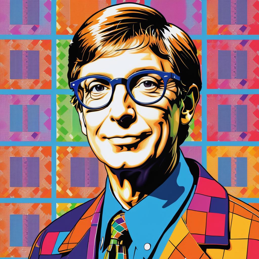 Vibrant Bill Gates in Warhol Style