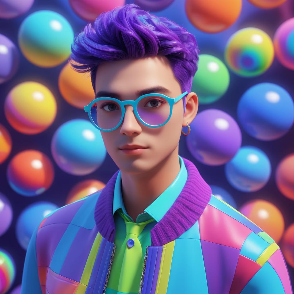 3D Portrait of Colorful Metaverse Fashion