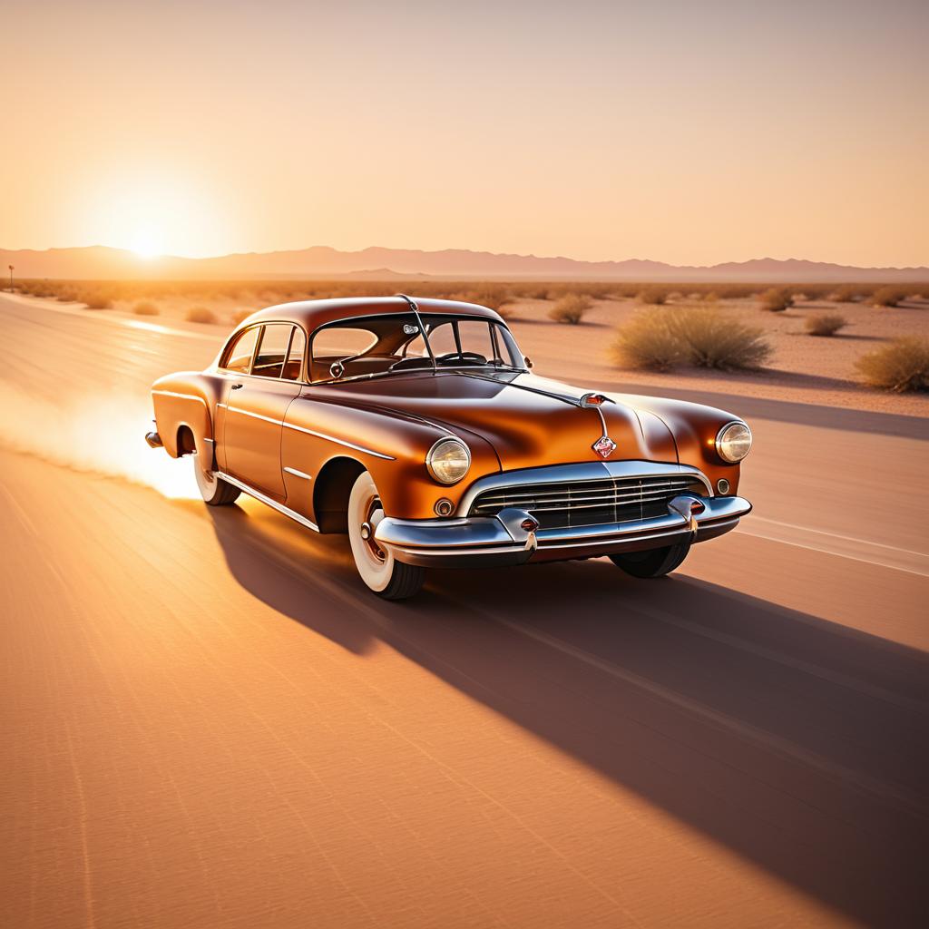 Vintage Car Racing at Sunset