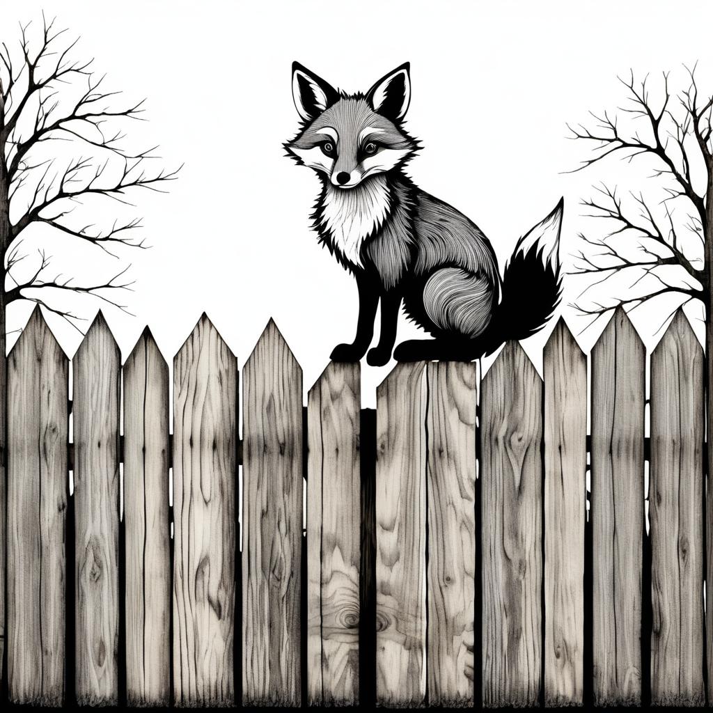 Whimsical Fox on a Weathered Fence