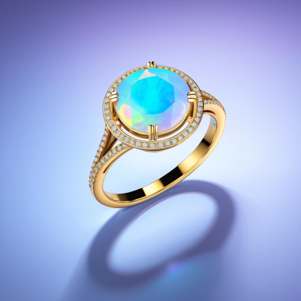 Elegant Opal Gold Engagement Ring Photography