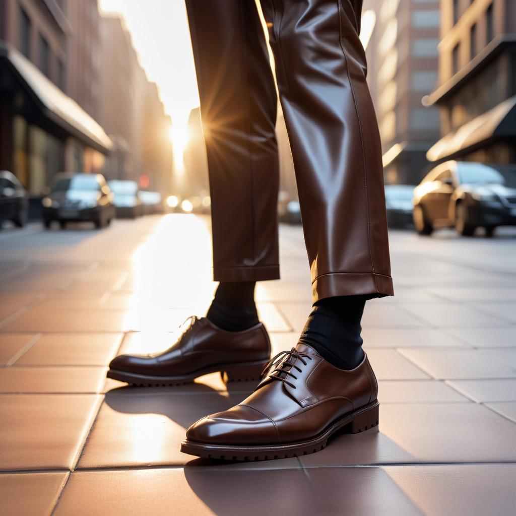 Urban Dawn: Muscular Man in Dress Shoes