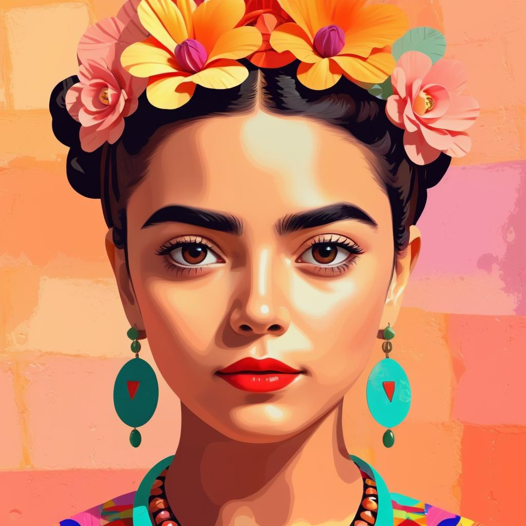 Portrait of a Girl in Frida Style