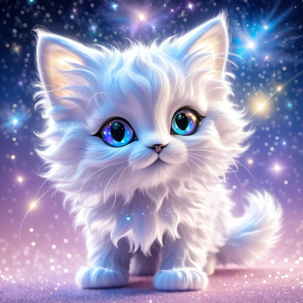 Whimsical Stardust Kitten in Ethereal Light