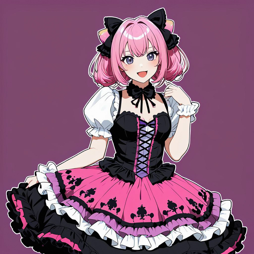 Vibrant Playful Cosplayer in Gothic Lolita