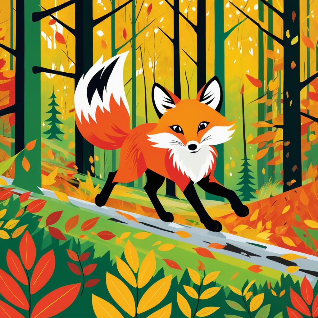 Playful Fox in Vibrant Autumn Forest